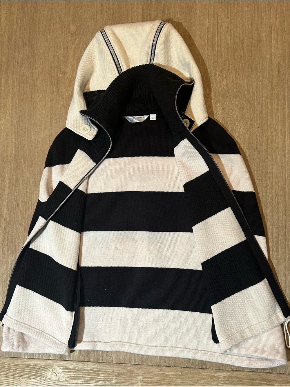 Rare Vintage Adidas Originals Striped Hooded Knit Poncho Cape Jacket Women’s XS